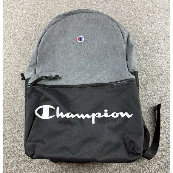 Champion Manuscript Backpack Men Black Gray Zippers Multi Pocket School Travel - Picture 1 of 12